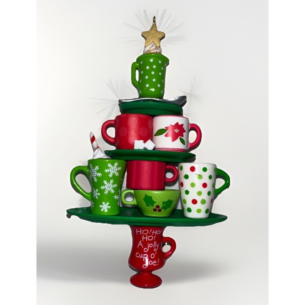 Hallmark Keepsake 2007 Coffee Lovers Tree Christmas Tier‎ Tray Ornament W/box